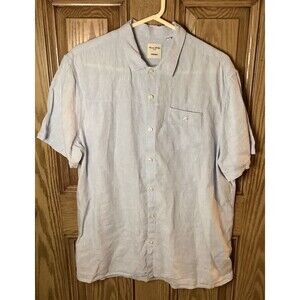 Murano Baird McNutt Linen Solid Short Sleeve Woven Shirt Men's Size Large